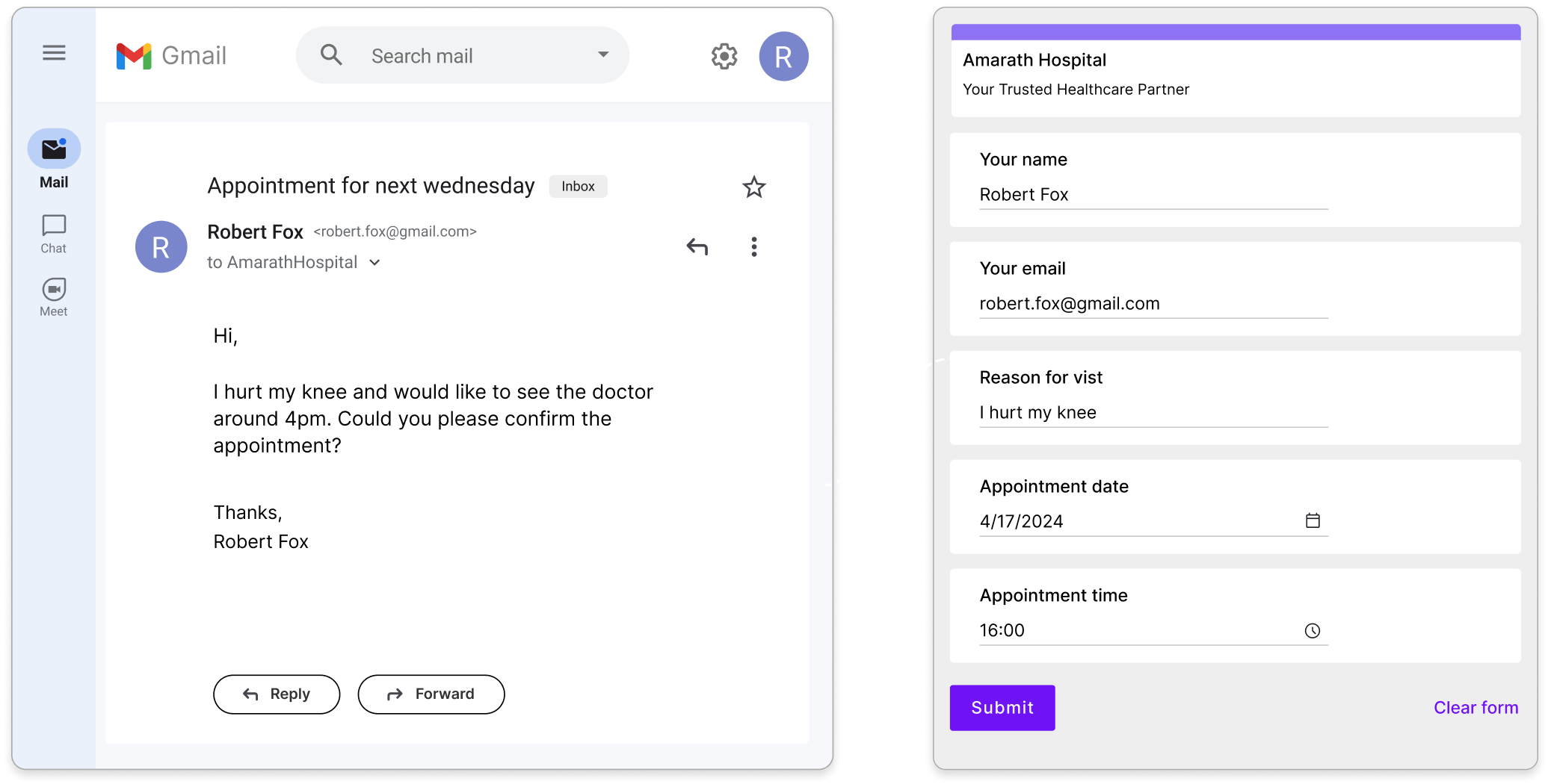 Transform email into Google Forms response using AI