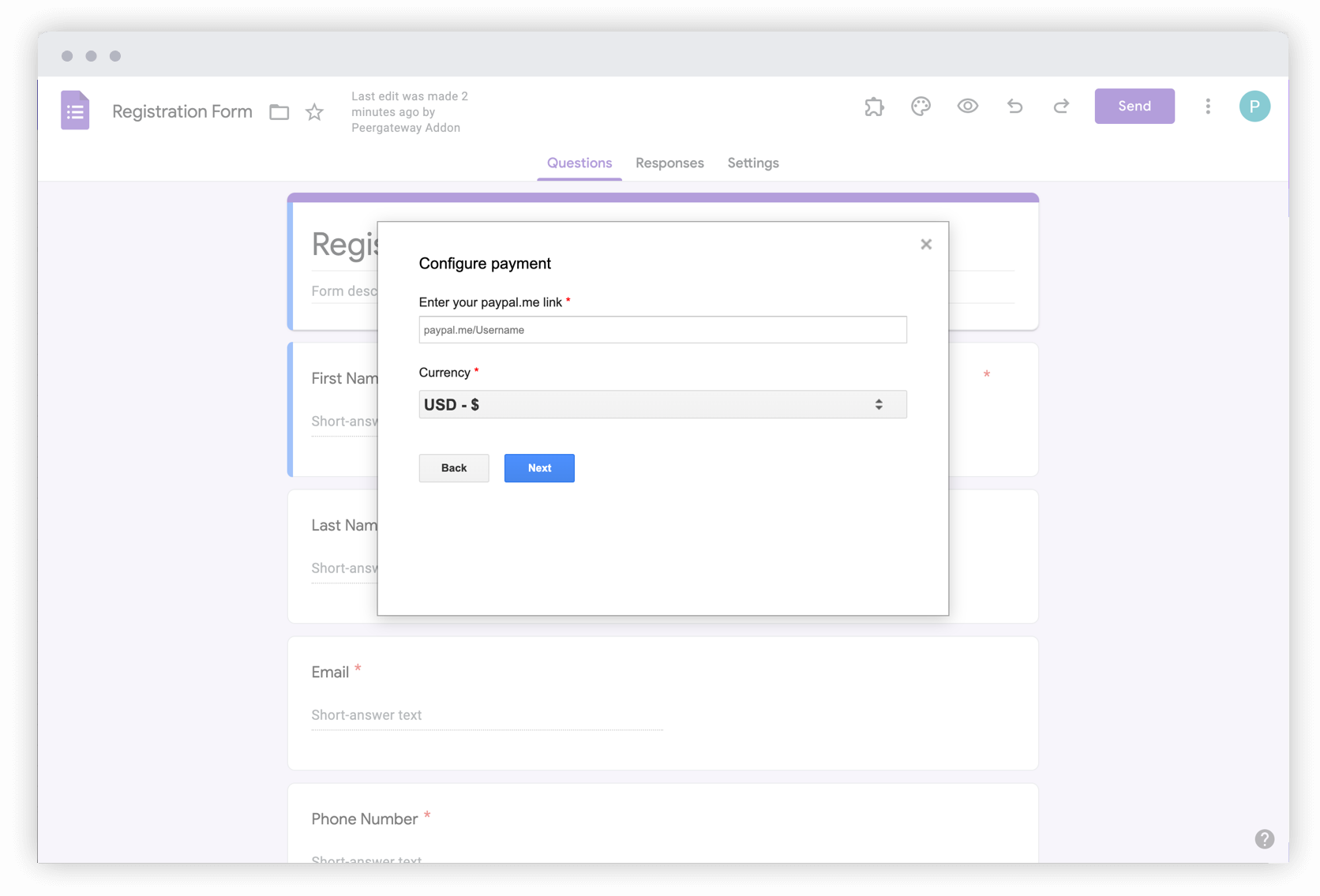 Add a Paypal payment button to collect payments from your users