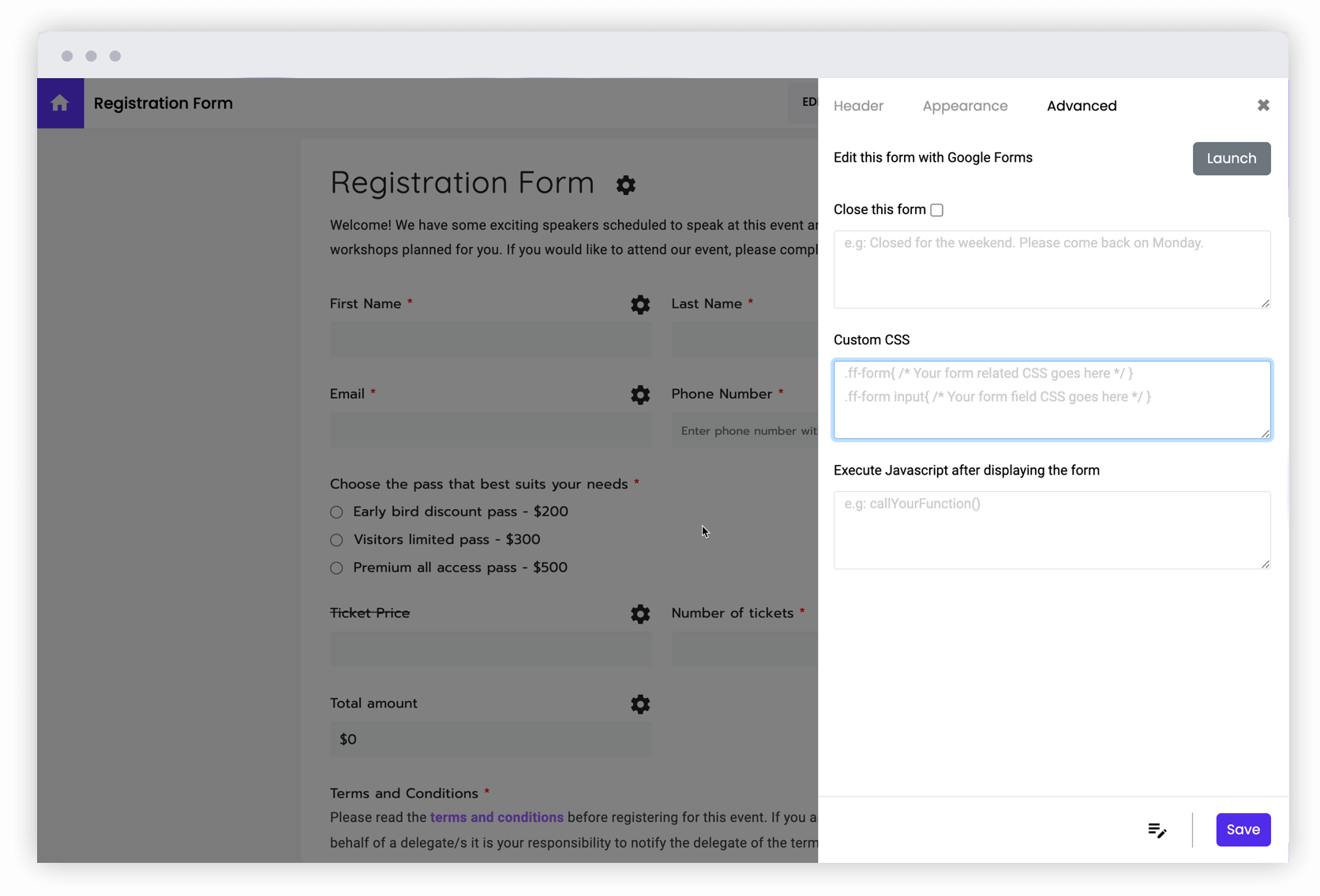 Add custom css to further customize the form and style individual form elements as per your needs